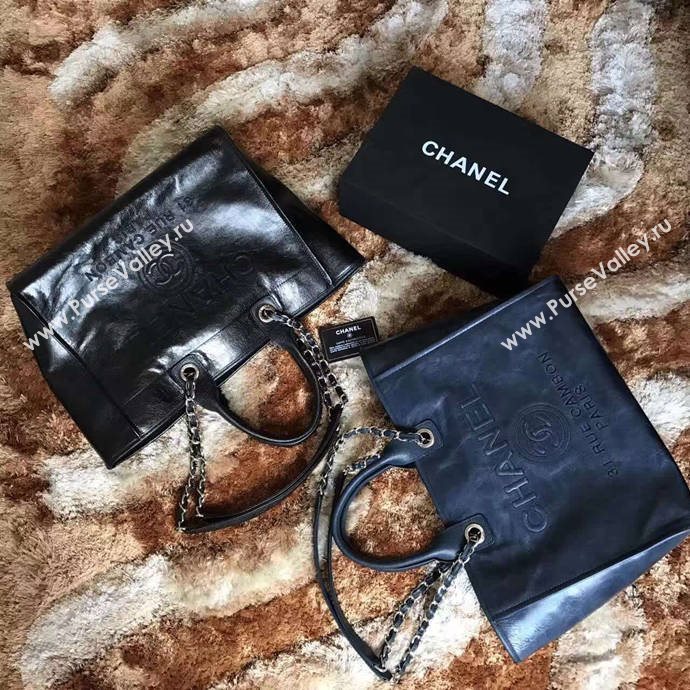 Chanel A68046 calfsin large black shopping bag 6115