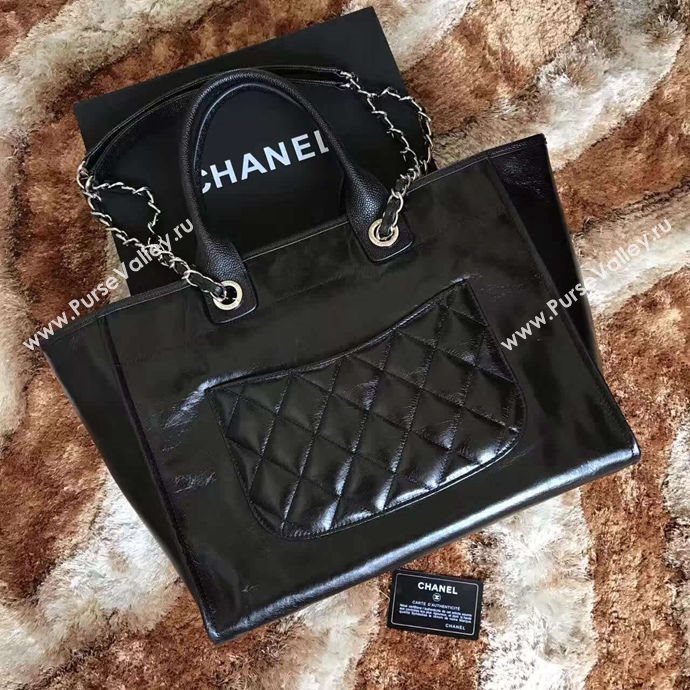 Chanel A68046 calfsin large black shopping bag 6115