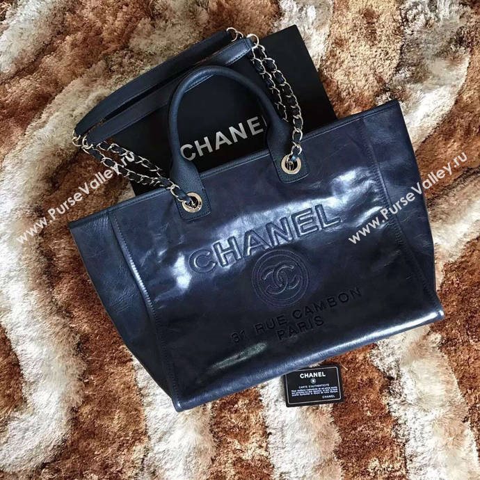 Chanel A68046 calfsin large blue shopping bag 6116