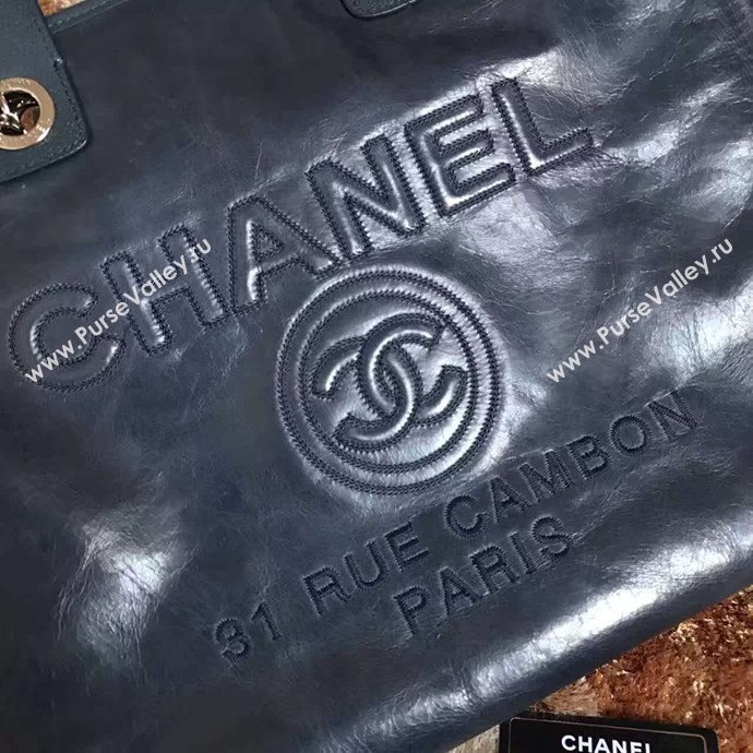 Chanel A68046 calfsin large blue shopping bag 6116