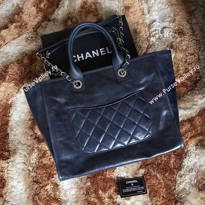 Chanel A68046 calfsin large blue shopping bag 6116