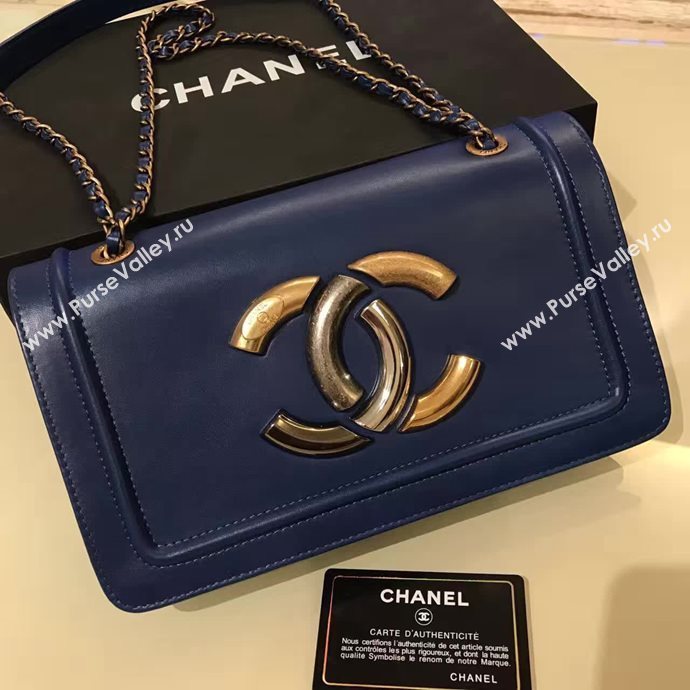 Chanel A93484 lambskin shoulder tote blue flap bag 6119