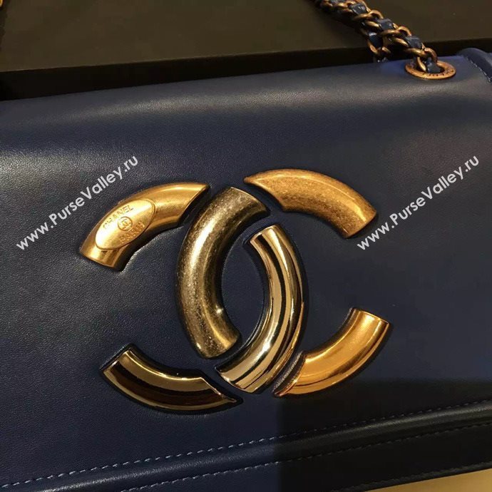 Chanel A93484 lambskin shoulder tote blue flap bag 6119