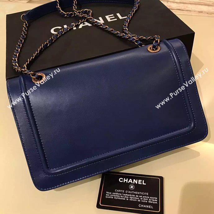 Chanel A93484 lambskin shoulder tote blue flap bag 6119