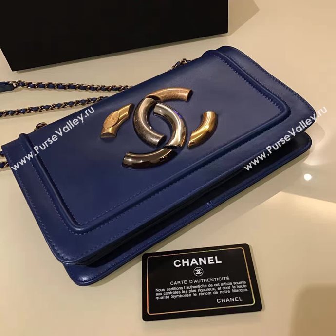 Chanel A93484 lambskin shoulder tote blue flap bag 6119