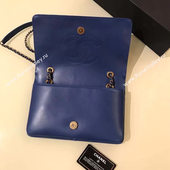 Chanel A93484 lambskin shoulder tote blue flap bag 6119