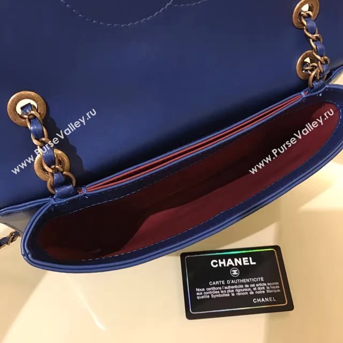 Chanel A93484 lambskin shoulder tote blue flap bag 6119