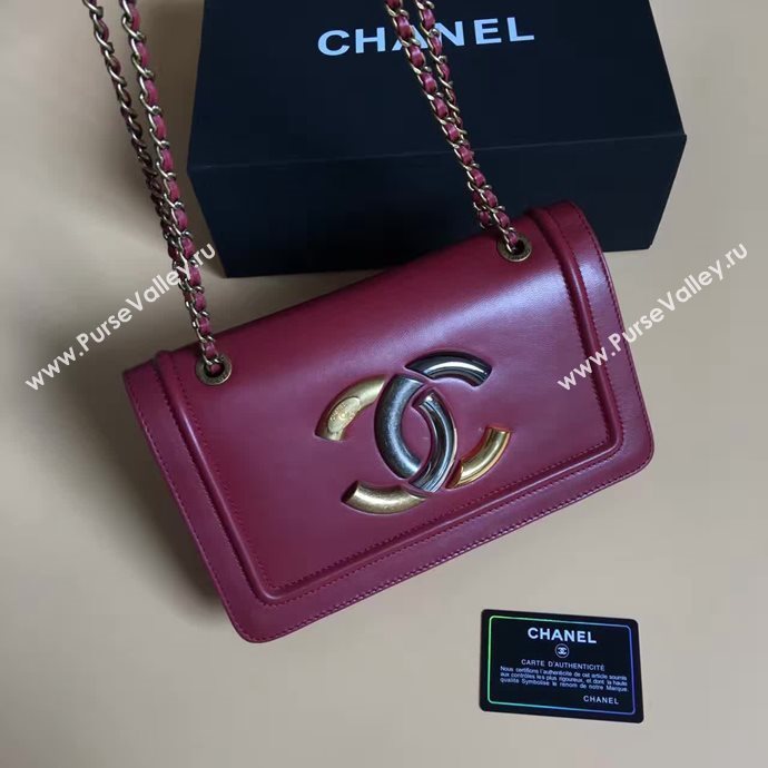 Chanel A93484 lambskin shoulder tote wine flap bag 6120