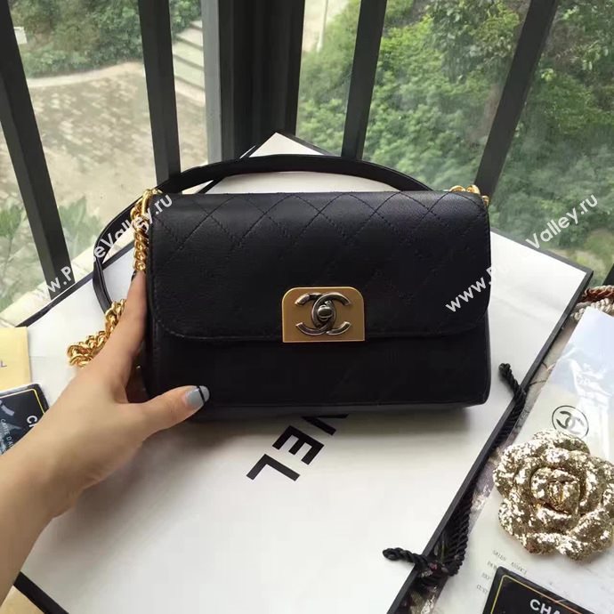 Chanel A93578 deerskin small shoulder black flap bag 6121