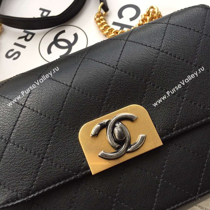 Chanel A93578 deerskin small shoulder black flap bag 6121