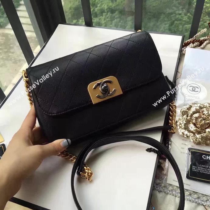 Chanel A93578 deerskin small shoulder black flap bag 6121