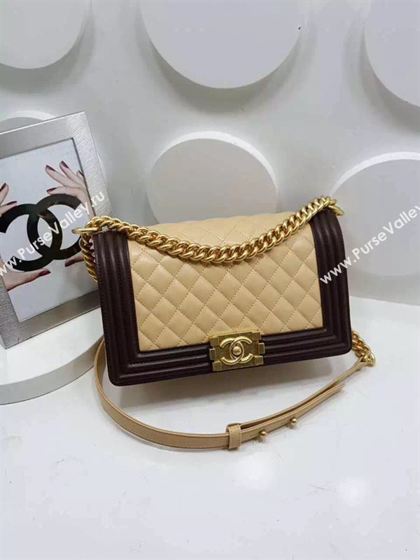 Chanel A67086 lambskin le boy tri handbag apricot bag 6123