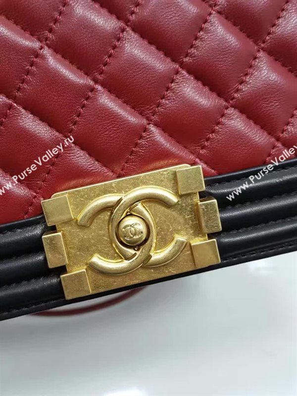 Chanel A67086 lambskin le boy tri handbag wine bag 6124