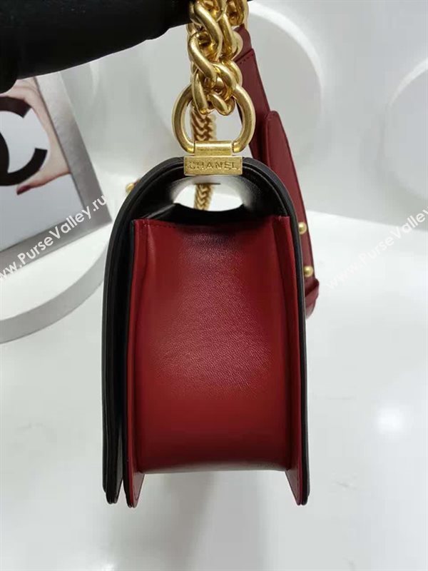 Chanel A67086 lambskin le boy tri handbag wine bag 6124