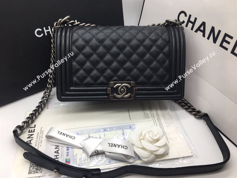 Chanel A67086 deerskin le boy handbag black bag 6125