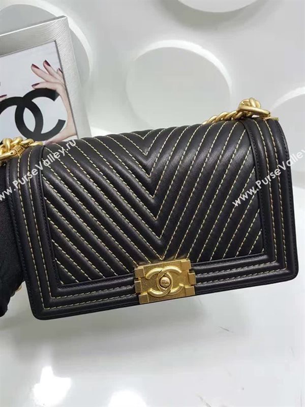 Chanel A92493 lambskin le boy handbag black bag 6126