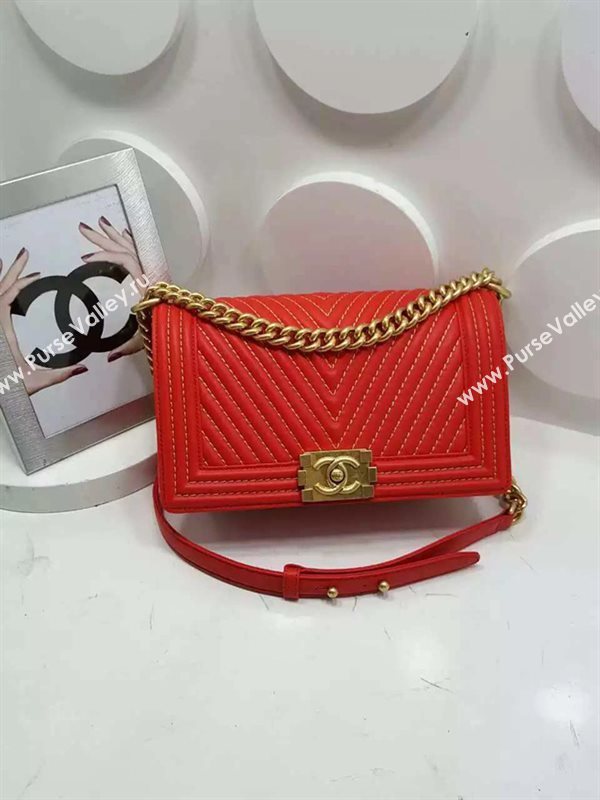 Chanel A92493 lambskin le boy handbag red bag 6127