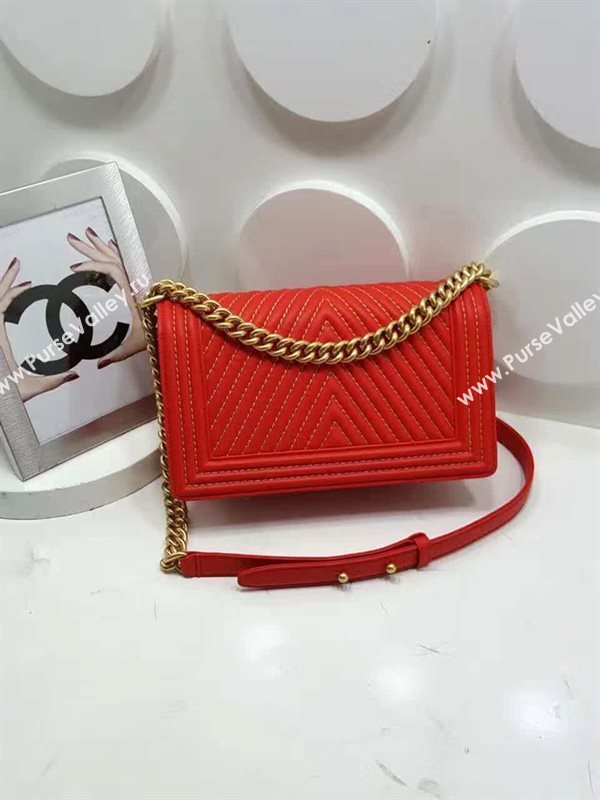 Chanel A92493 lambskin le boy handbag red bag 6127