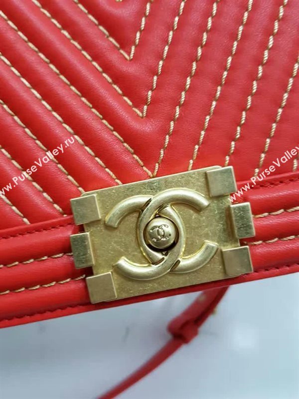 Chanel A92493 lambskin le boy handbag red bag 6127