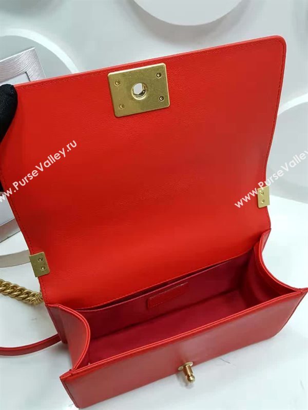 Chanel A92493 lambskin le boy handbag red bag 6127