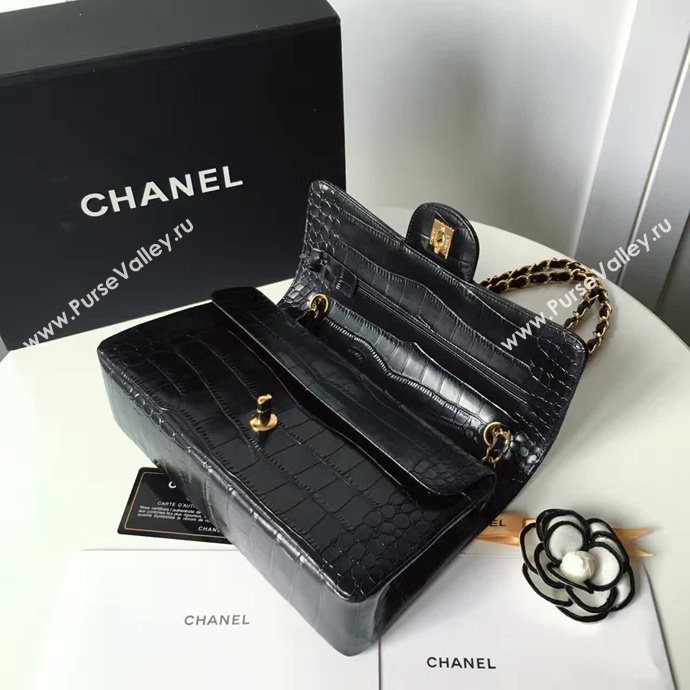 Chanel A1112 lambskin classic flap handbag black bag 6128