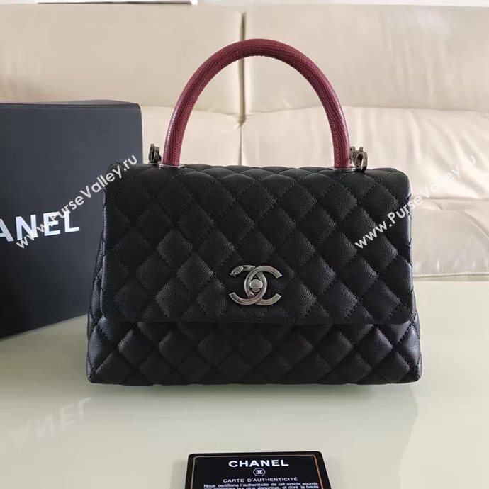 Chanel A92991 caviar lambskin tote handbag black bag 6132