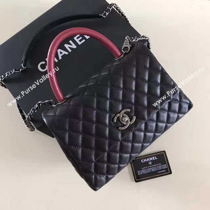 Chanel A92991 caviar lambskin tote handbag black bag 6132