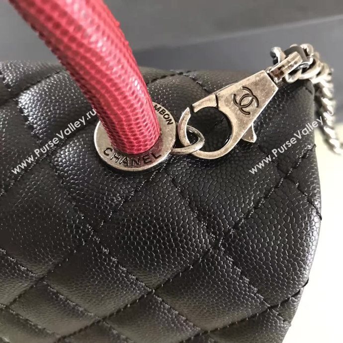 Chanel A92991 caviar lambskin tote handbag black bag 6132
