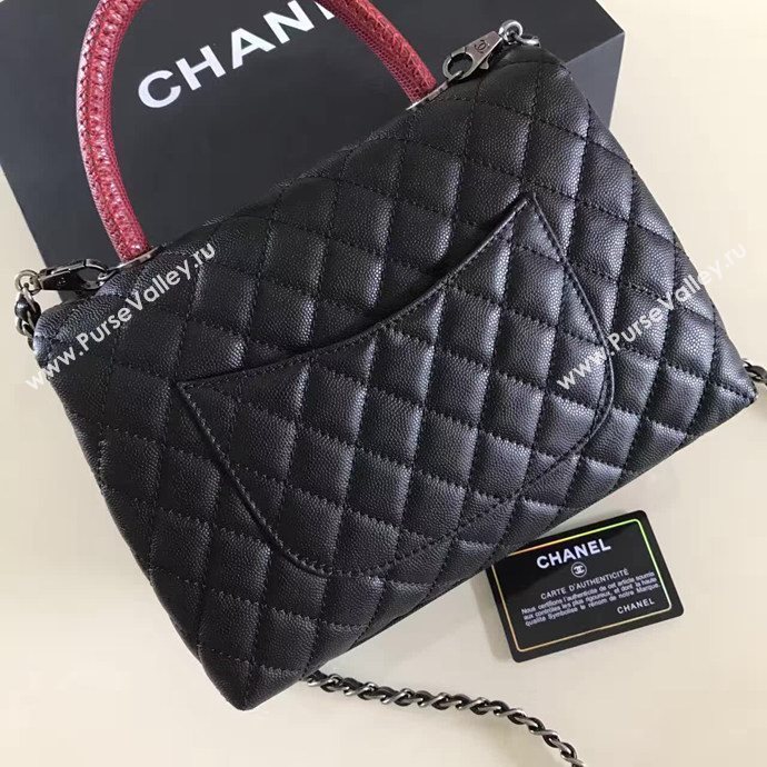 Chanel A92991 caviar lambskin tote handbag black bag 6132