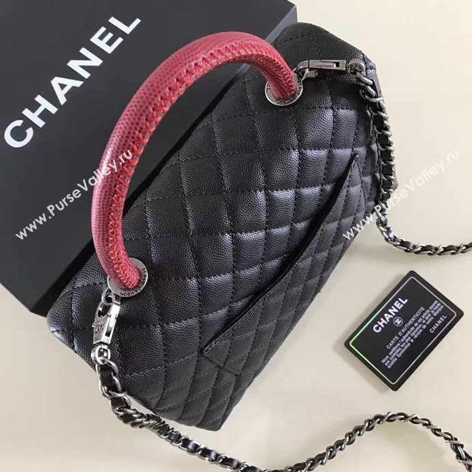 Chanel A92991 caviar lambskin tote handbag black bag 6132