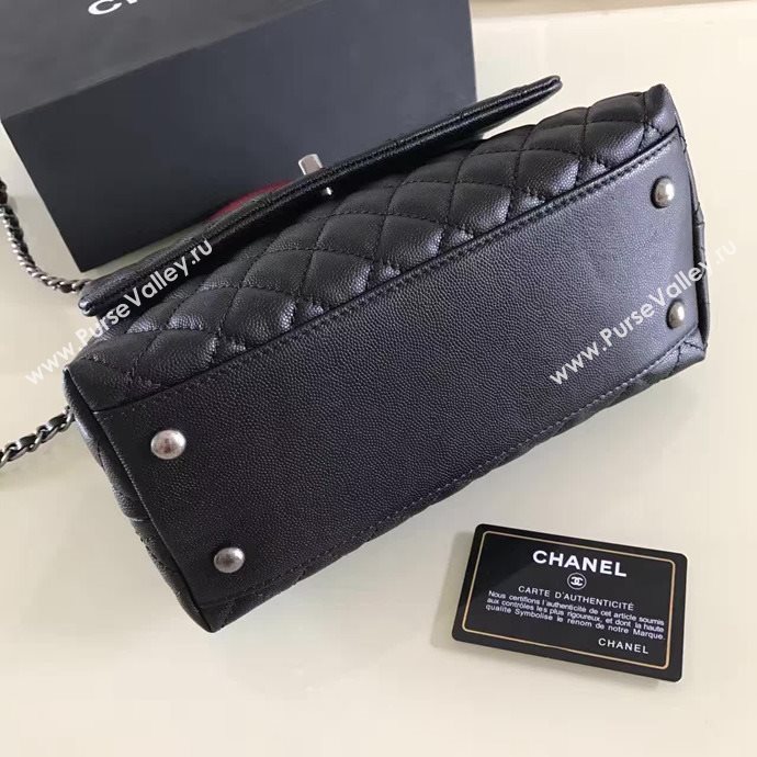 Chanel A92991 caviar lambskin tote handbag black bag 6132