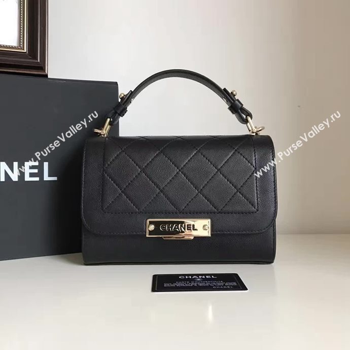 Chanel A93701 lambskin small tote handbag black bag 6134