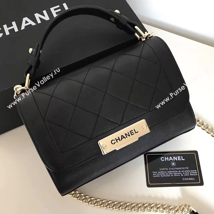 Chanel A93701 lambskin small tote handbag black bag 6134