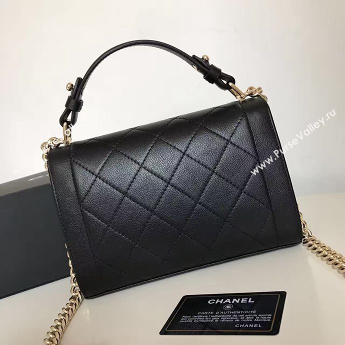 Chanel A93701 lambskin small tote handbag black bag 6134