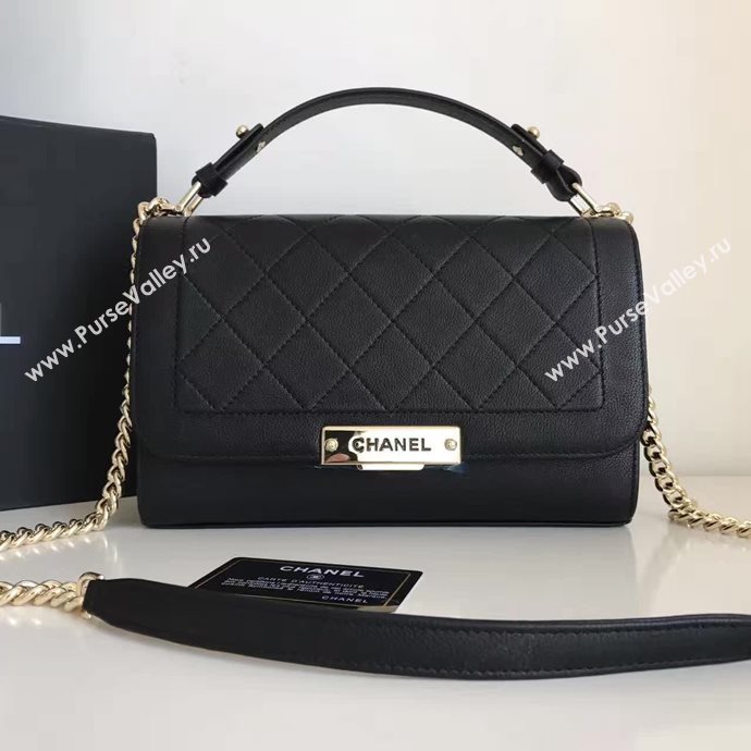 Chanel A93702 deerskin medium tote handbag black bag 6135