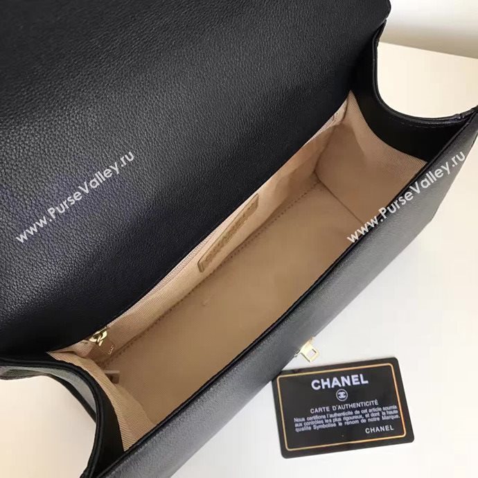 Chanel A93702 deerskin medium tote handbag black bag 6135