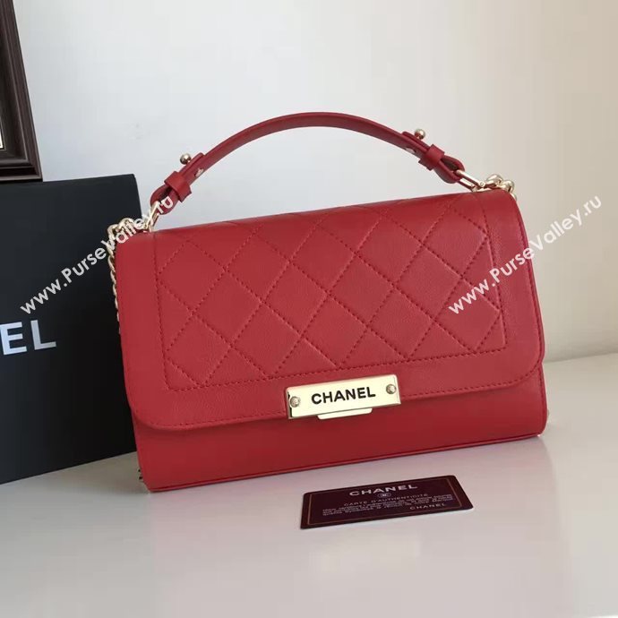 Chanel A93702 deerskin medium tote handbag red bag 6136