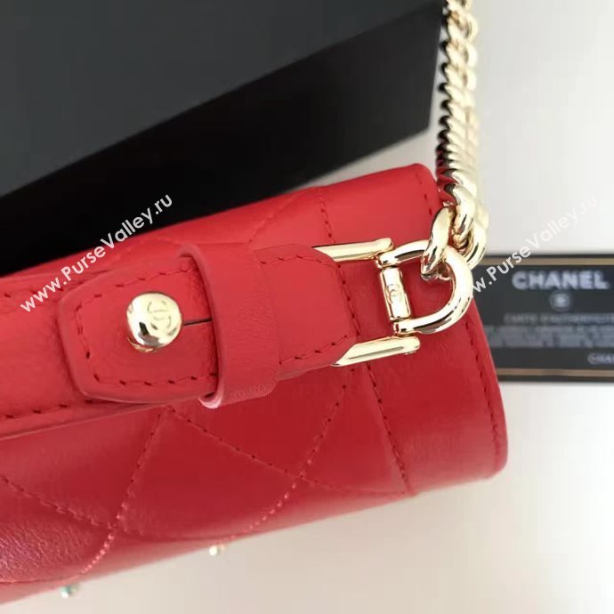 Chanel A93702 deerskin medium tote handbag red bag 6136