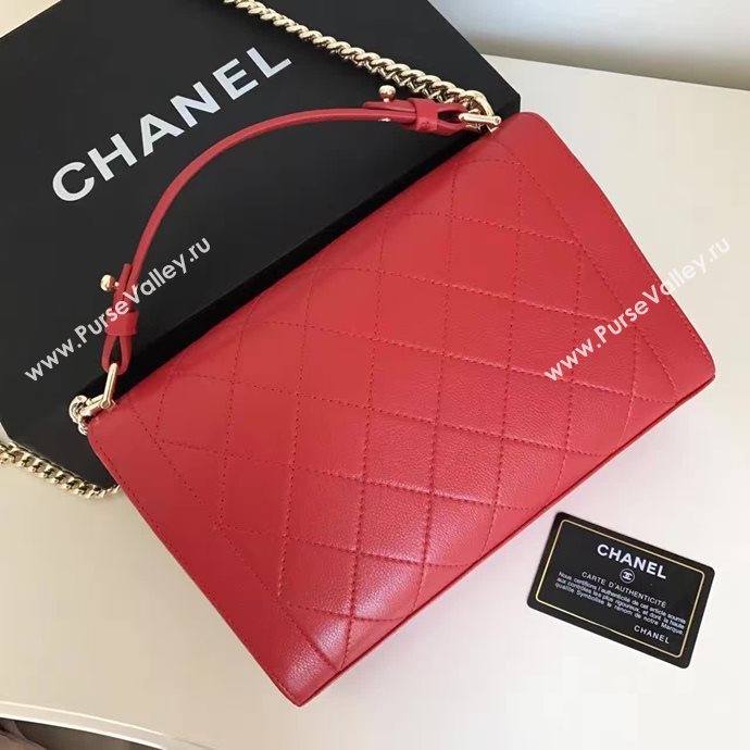 Chanel A93702 deerskin medium tote handbag red bag 6136