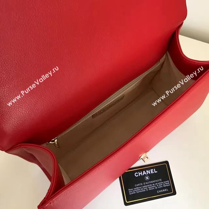 Chanel A93702 deerskin medium tote handbag red bag 6136