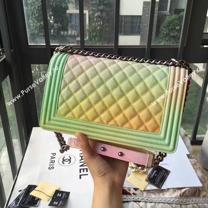 Chanel A67086 caviar lambskin rainbow boy le bag 6137