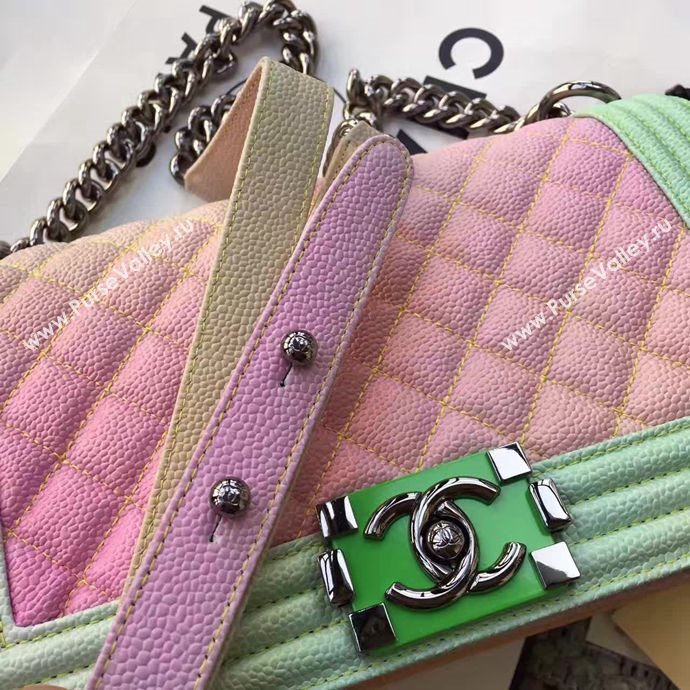 Chanel A67086 caviar lambskin rainbow boy le bag 6137