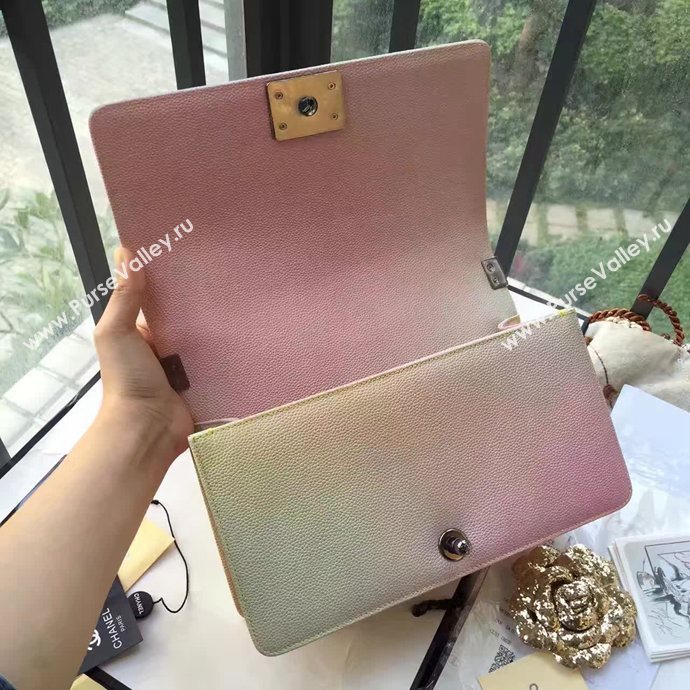 Chanel A67086 caviar lambskin rainbow boy le bag 6137