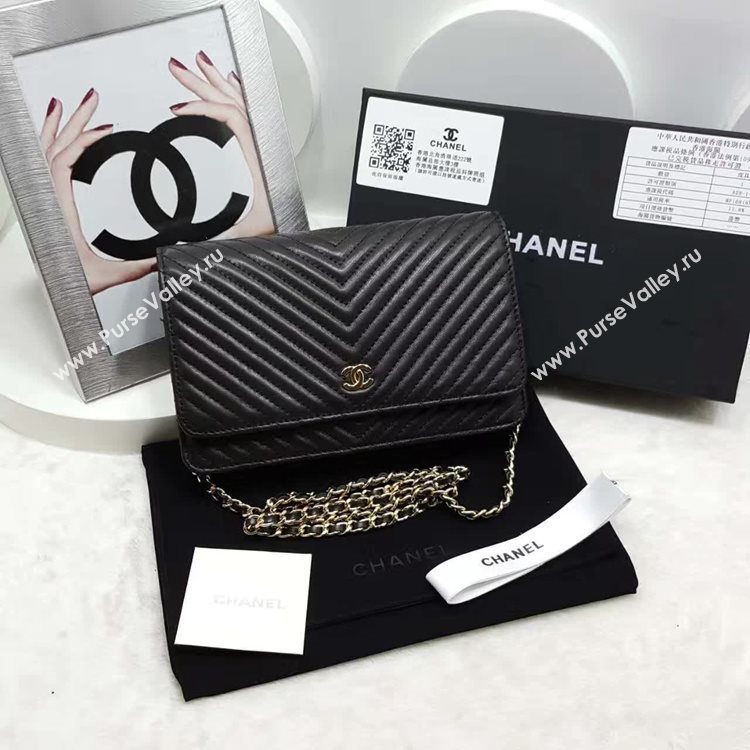 Chanel A33814 lambskin new woc handbag black bag 6138