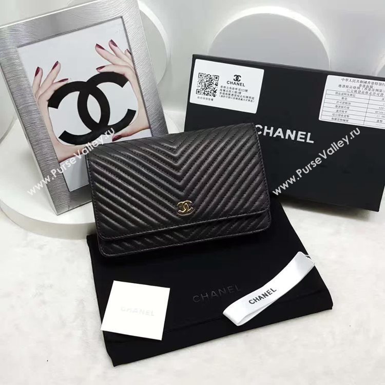 Chanel A33814 lambskin new woc handbag black bag 6138