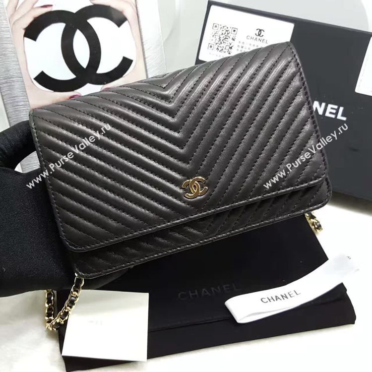 Chanel A33814 lambskin new woc handbag black bag 6138