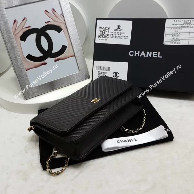 Chanel A33814 lambskin new woc handbag black bag 6138