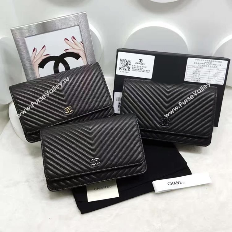 Chanel A33814 lambskin new woc handbag black bag 6138