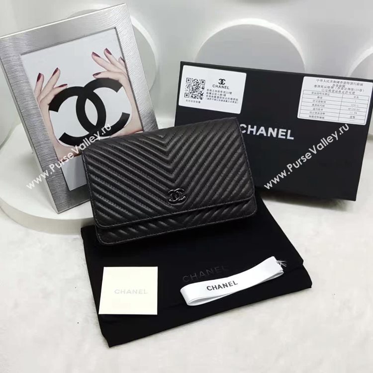 Chanel A33814 lambskin new woc handbag black bag 6139
