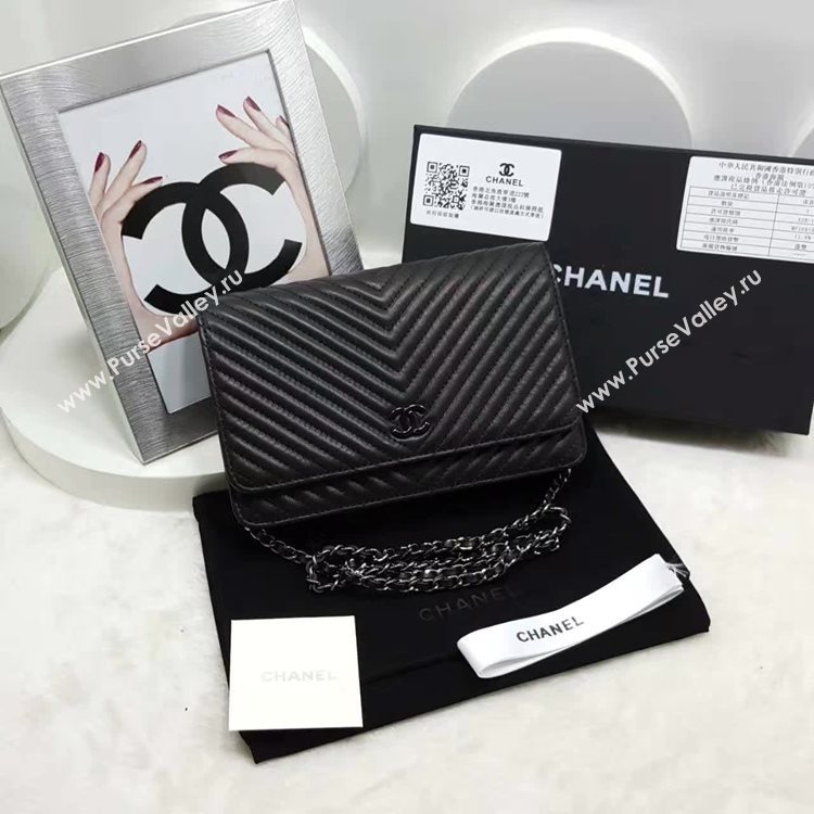 Chanel A33814 lambskin new woc handbag black bag 6139
